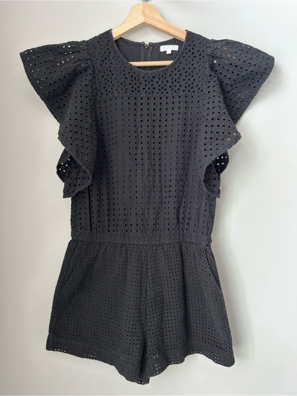 B+AB Eyelet Romper with Ruffle Sleeves